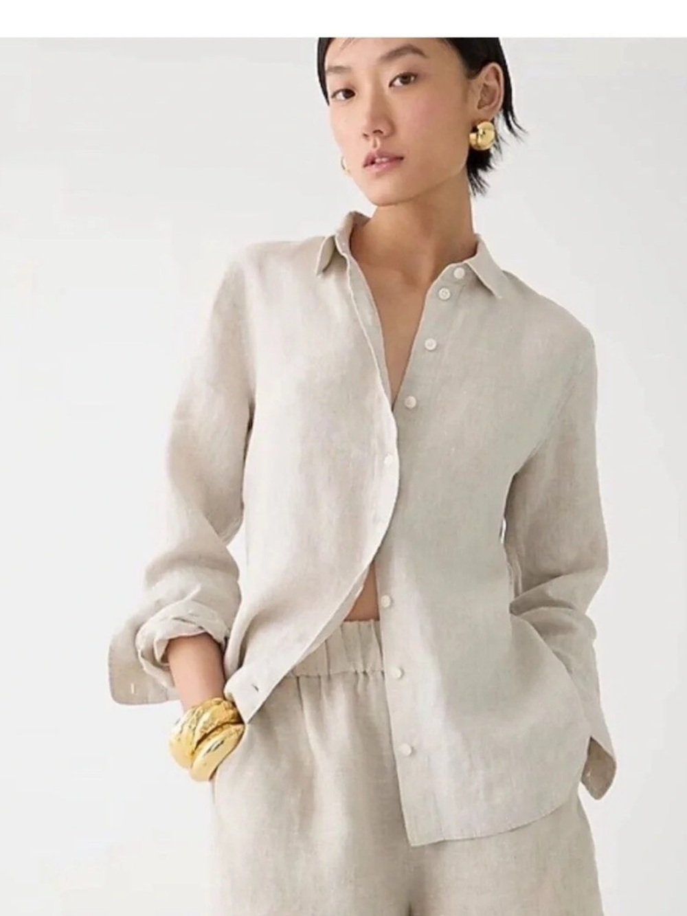 Baird McNutt 100% Irish Linen Buttoned Down Shirt. Oatmeal 12